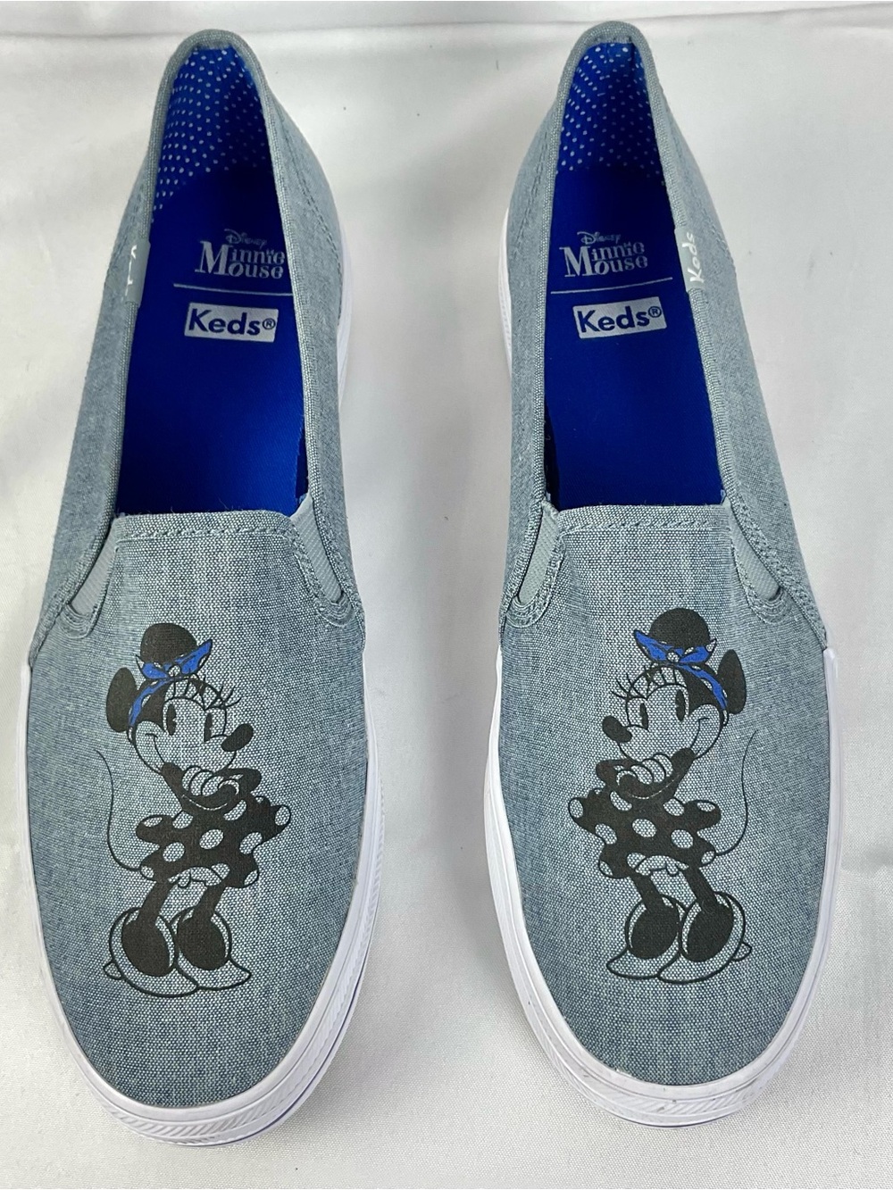 Minnie Mouse Keds Sneakers Blue Chambray Triple Decker Sz 10 Disney Slip-On
